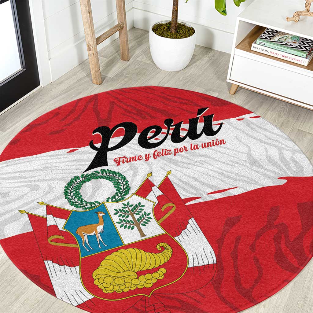 Peru Round Carpet Piruw Ripuwlika Flag Stylized