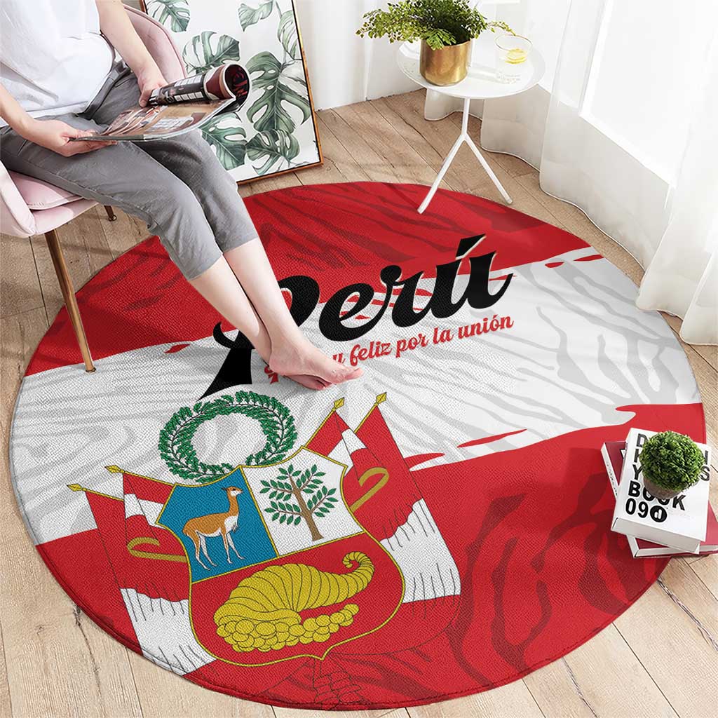 Peru Round Carpet Piruw Ripuwlika Flag Stylized