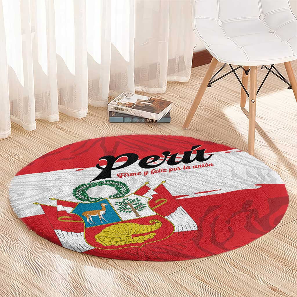 Peru Round Carpet Piruw Ripuwlika Flag Stylized