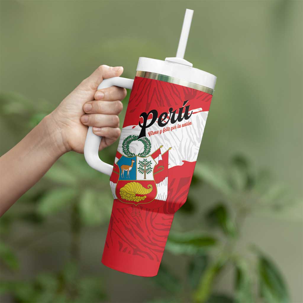 Personalized Peru Tumbler With Handle Piruw Ripuwlika Flag Stylized