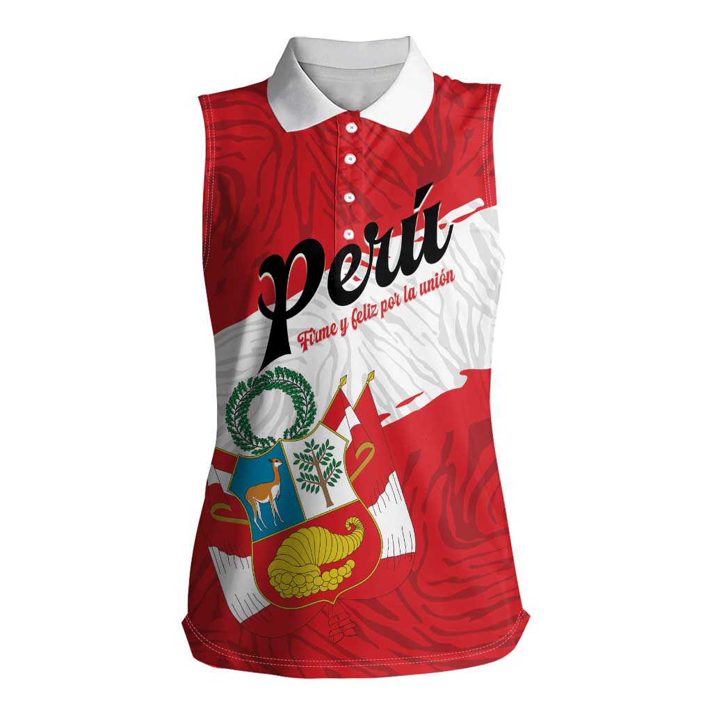 Personalized Peru Women Sleeveless Polo Shirt Piruw Ripuwlika Flag Stylized