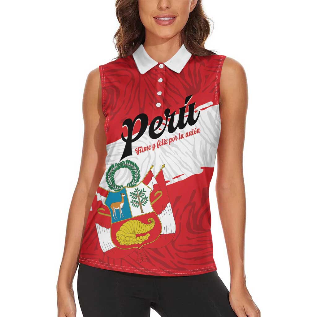 Personalized Peru Women Sleeveless Polo Shirt Piruw Ripuwlika Flag Stylized