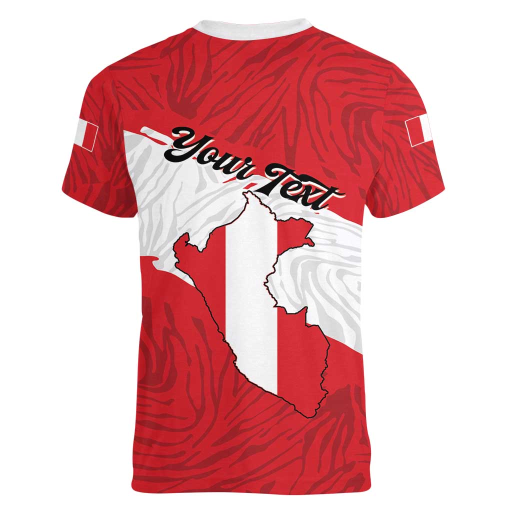 Personalized Peru Women V-Neck T-Shirt Piruw Ripuwlika Flag Stylized