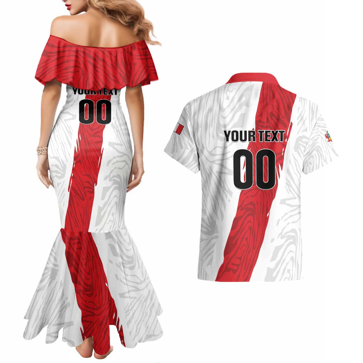 Custom Football Peru Couples Matching Mermaid Dress and Hawaiian Shirt La Bicolor Go Champions