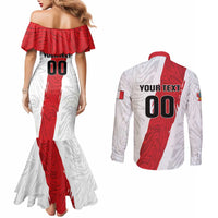Custom Football Peru Couples Matching Mermaid Dress and Long Sleeve Button Shirt La Bicolor Go Champions