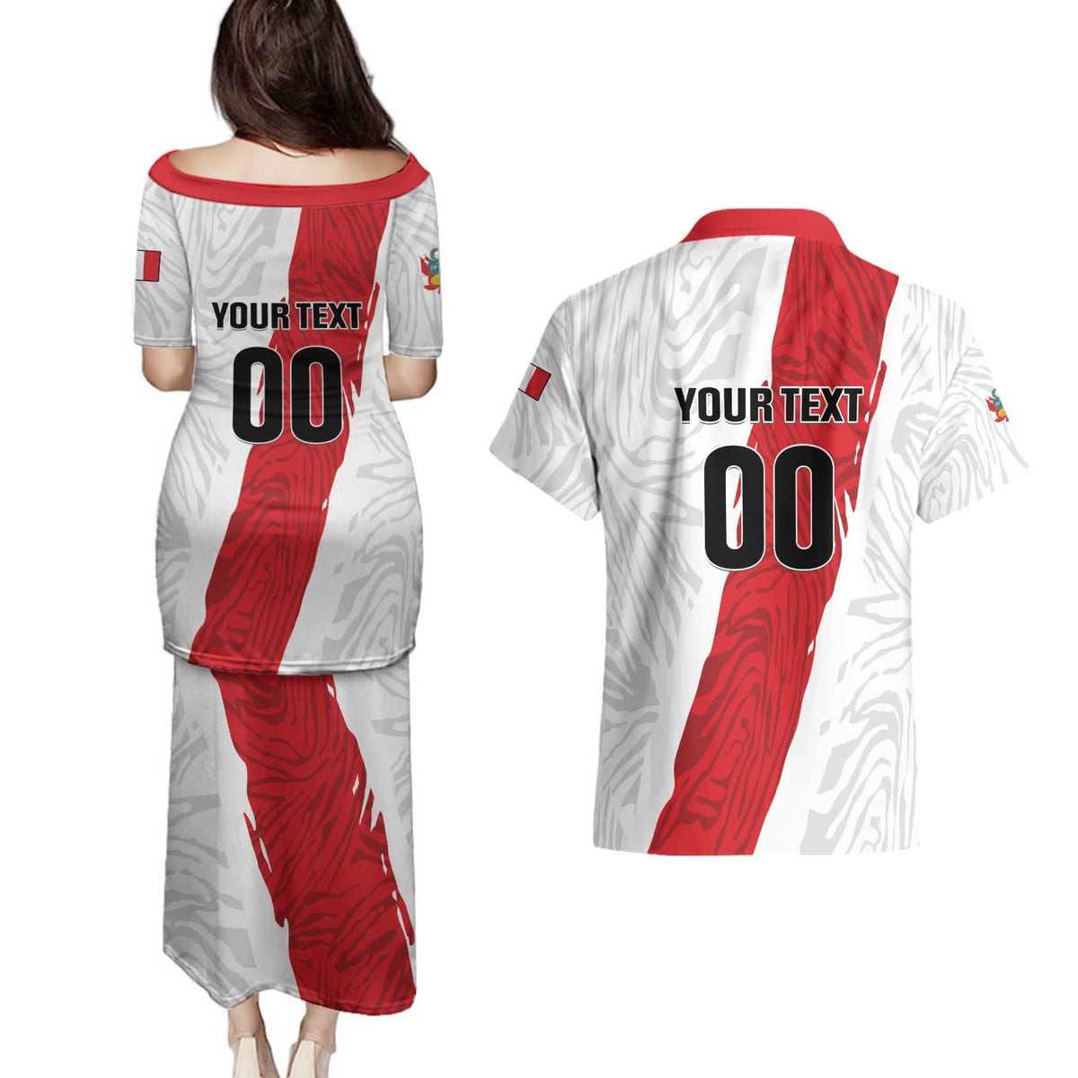 Custom Football Peru Couples Matching Puletasi and Hawaiian Shirt La Bicolor Go Champions