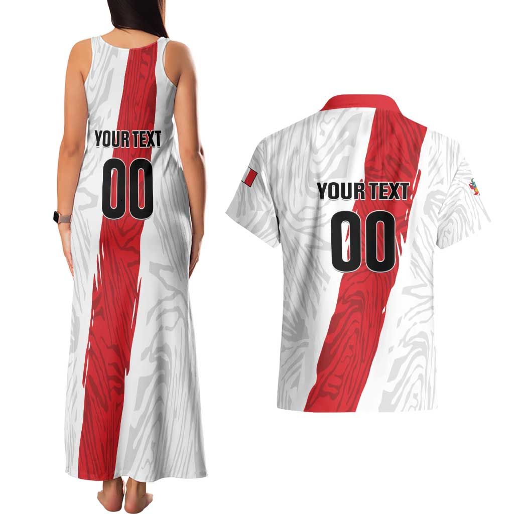 Custom Football Peru Couples Matching Tank Maxi Dress and Hawaiian Shirt La Bicolor Go Champions
