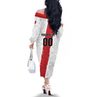 Custom Football Peru Family Matching Off The Shoulder Long Sleeve Dress and Hawaiian Shirt La Bicolor Go Champions