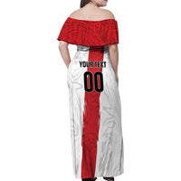 Custom Football Peru Family Matching Off Shoulder Maxi Dress and Hawaiian Shirt La Bicolor Go Champions