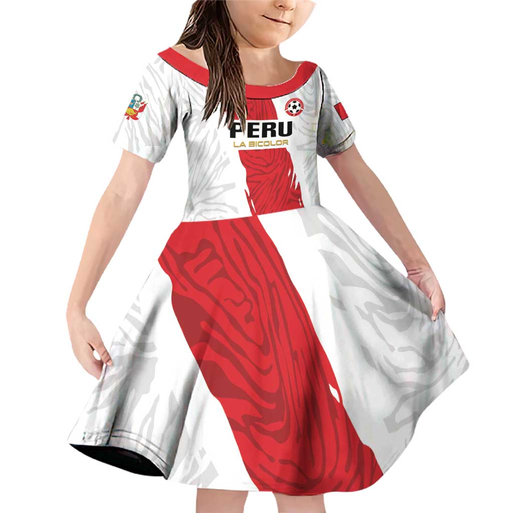 Custom Football Peru Family Matching Off Shoulder Short Dress and Hawaiian Shirt La Bicolor Go Champions
