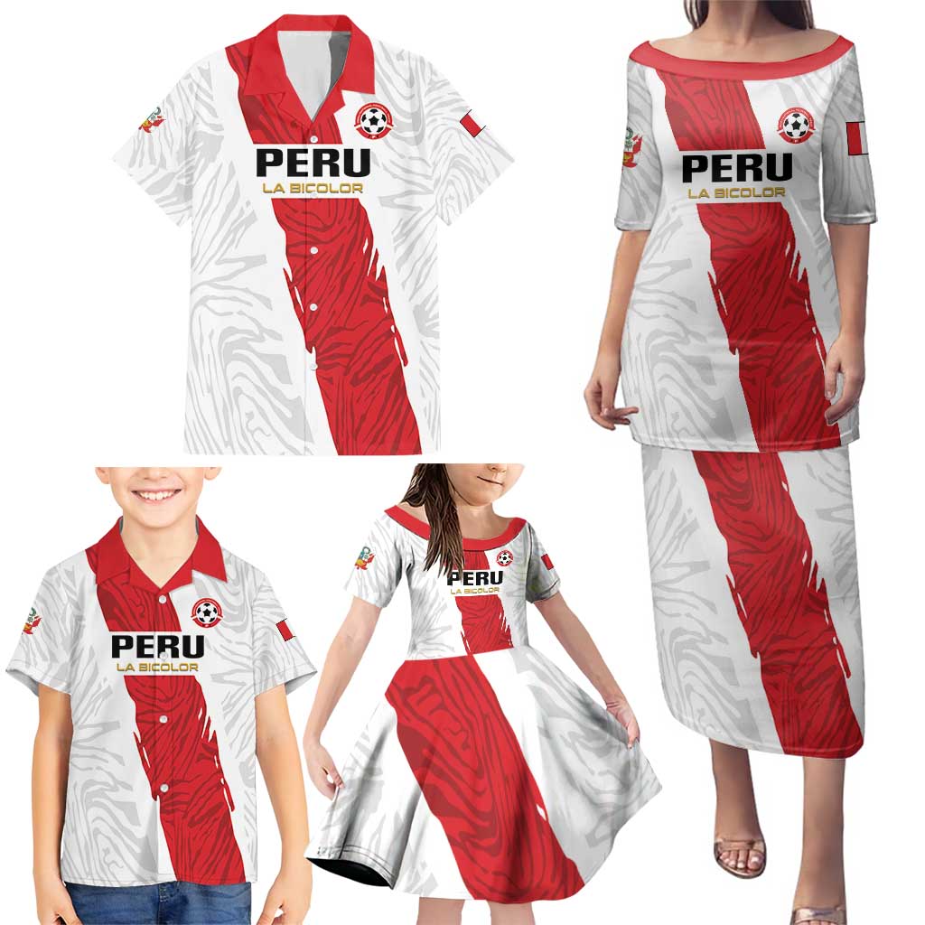 Custom Football Peru Family Matching Puletasi and Hawaiian Shirt La Bicolor Go Champions