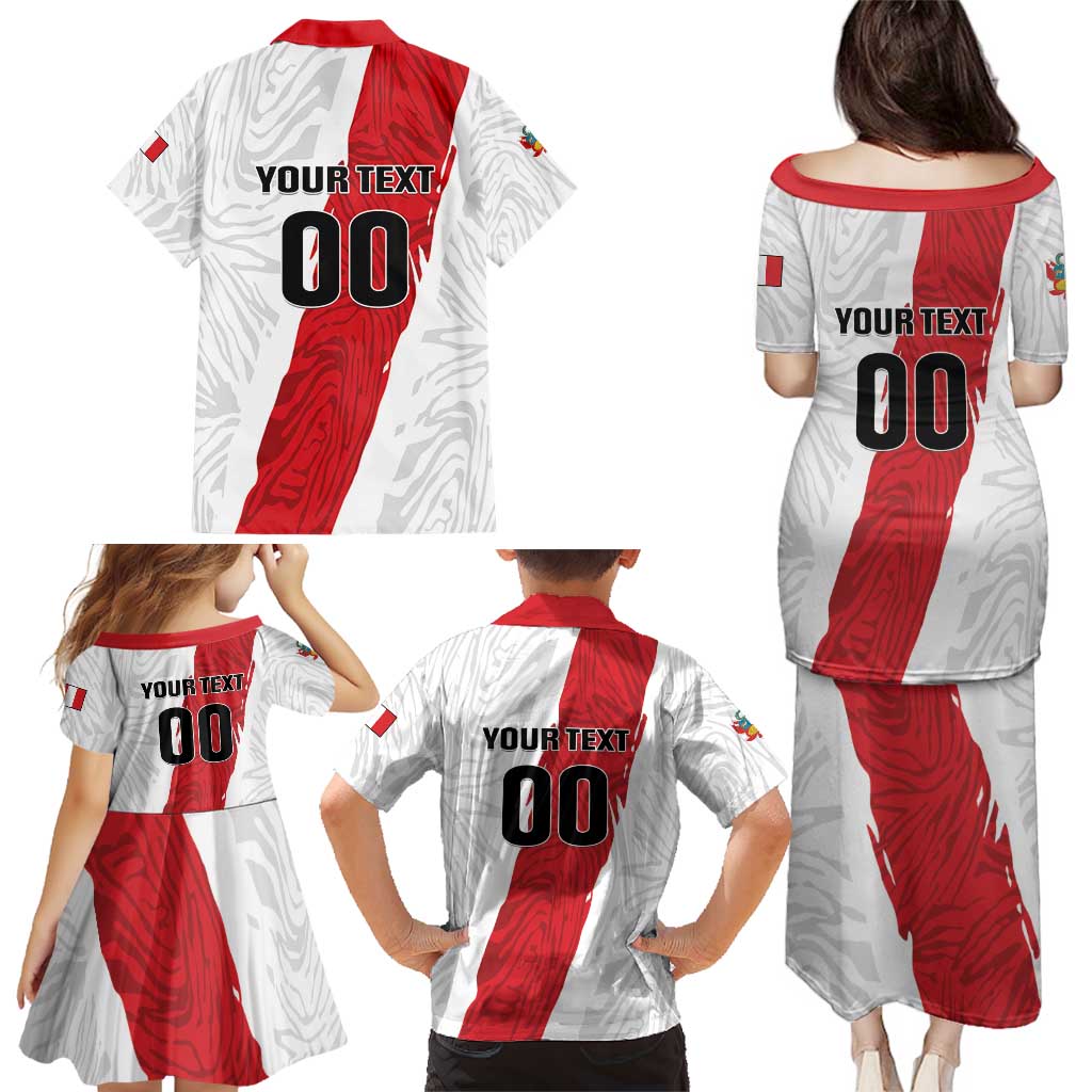Custom Football Peru Family Matching Puletasi and Hawaiian Shirt La Bicolor Go Champions