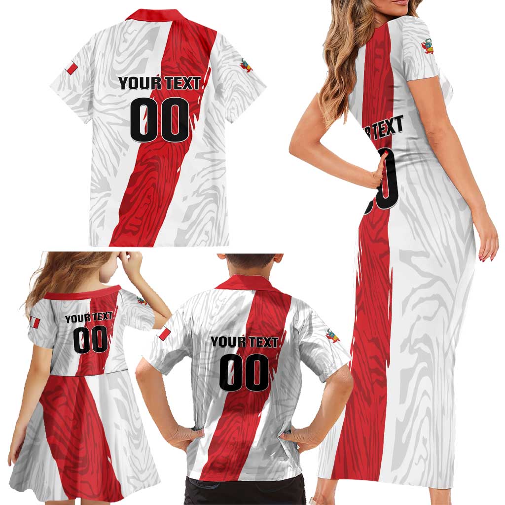 Custom Football Peru Family Matching Short Sleeve Bodycon Dress and Hawaiian Shirt La Bicolor Go Champions