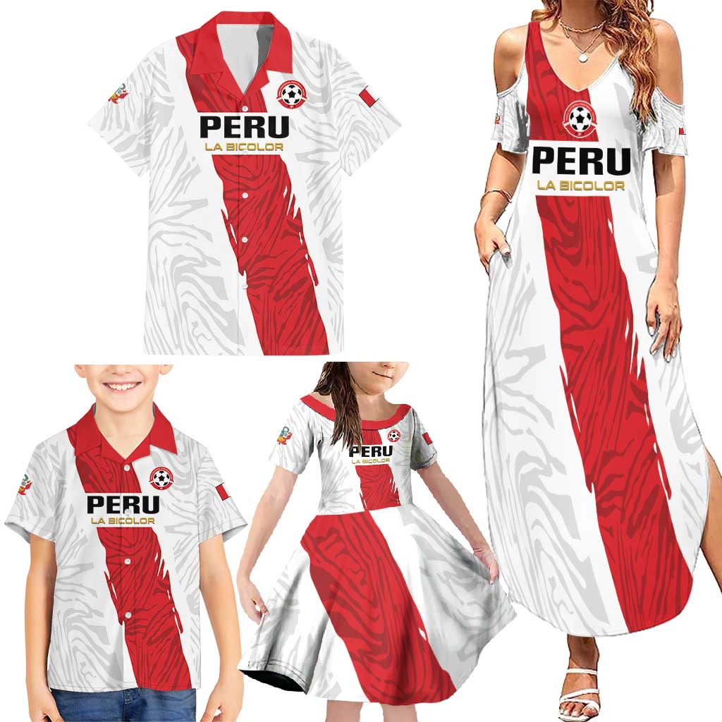 Custom Football Peru Family Matching Summer Maxi Dress and Hawaiian Shirt La Bicolor Go Champions