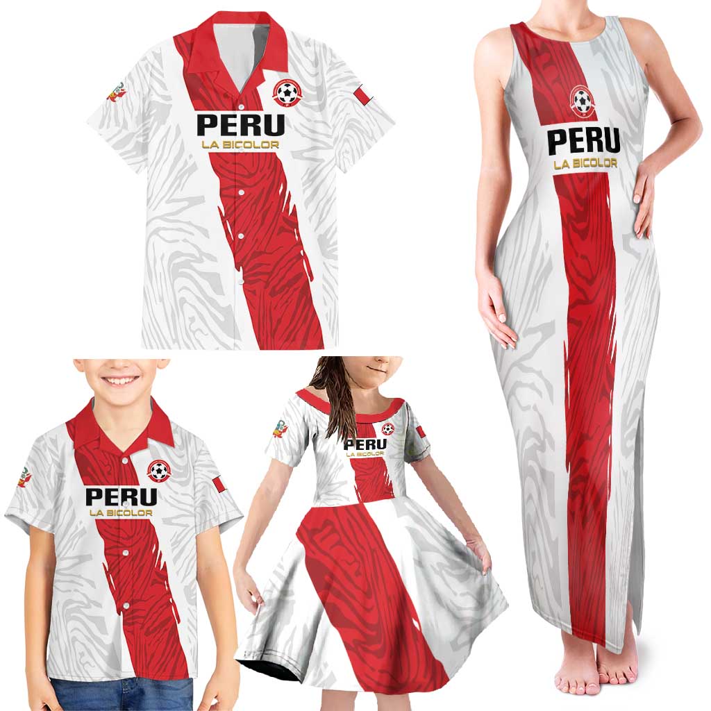 Custom Football Peru Family Matching Tank Maxi Dress and Hawaiian Shirt La Bicolor Go Champions