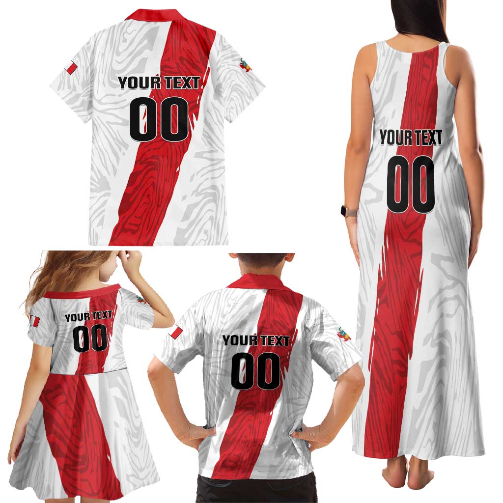 Custom Football Peru Family Matching Tank Maxi Dress and Hawaiian Shirt La Bicolor Go Champions