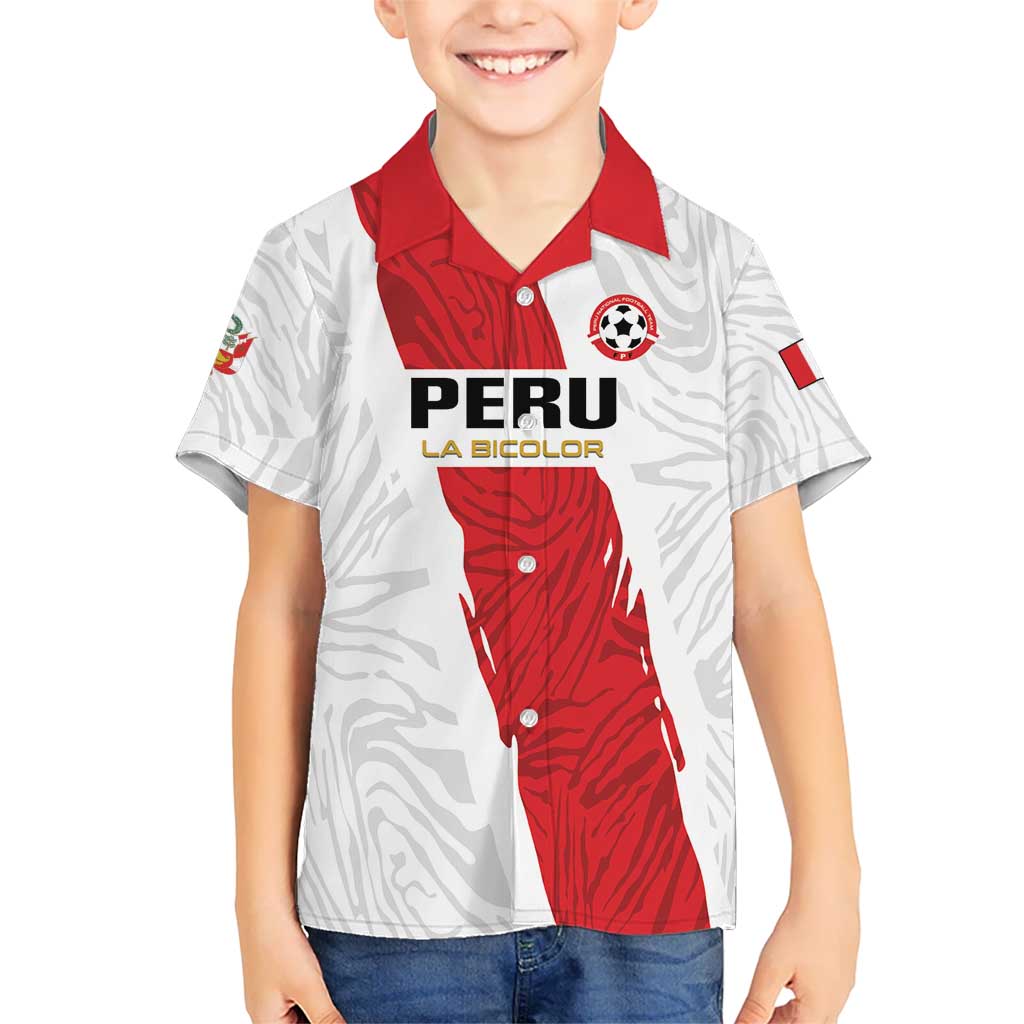 Custom Football Peru Kid Hawaiian Shirt La Bicolor Go Champions
