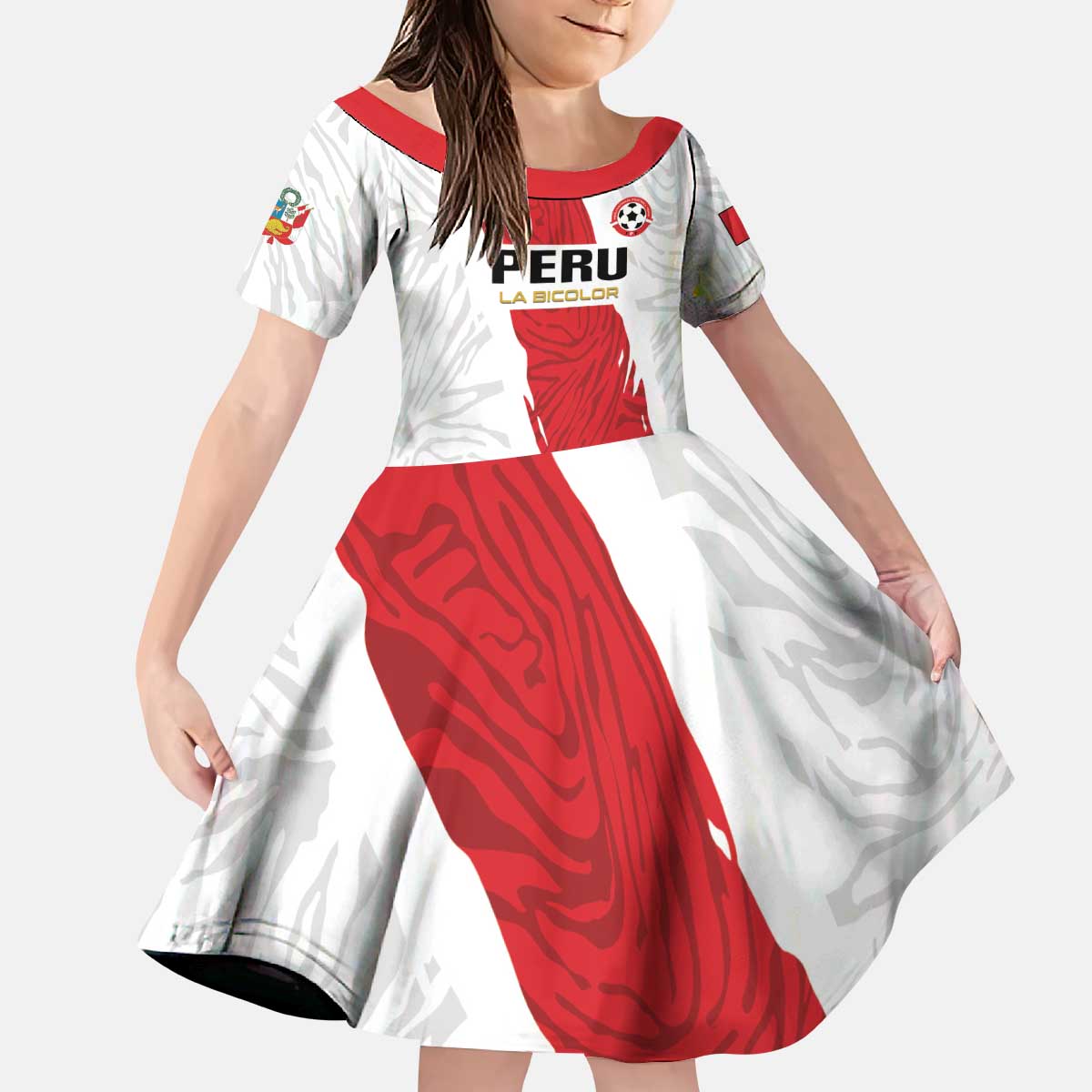 Custom Football Peru Kid Short Sleeve Dress La Bicolor Go Champions