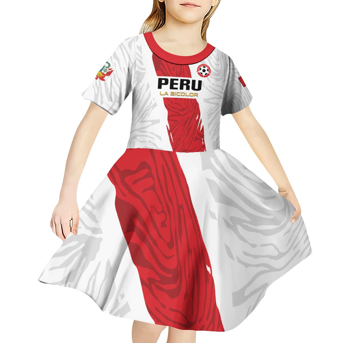 Custom Football Peru Kid Short Sleeve Dress La Bicolor Go Champions