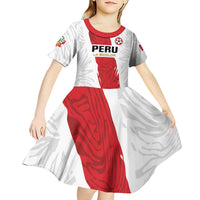 Custom Football Peru Kid Short Sleeve Dress La Bicolor Go Champions