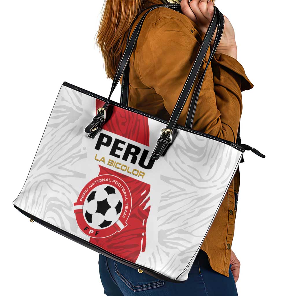 Football Peru Leather Tote Bag La Bicolor Go Champions