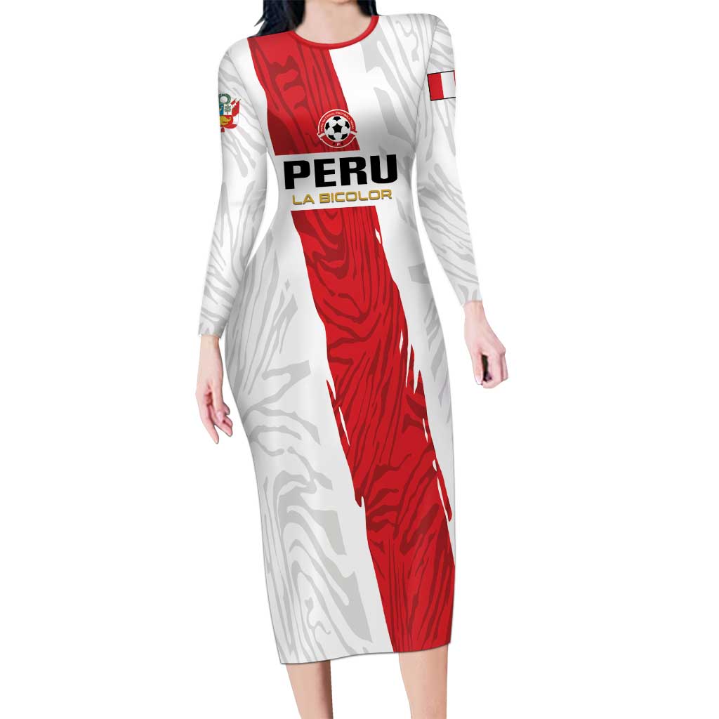 Custom Football Peru Long Sleeve Bodycon Dress La Bicolor Go Champions