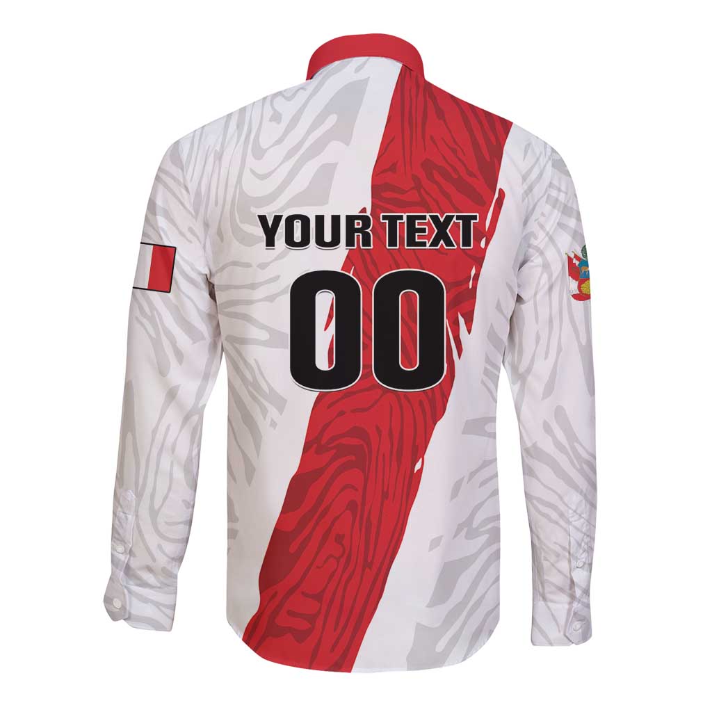 Custom Football Peru Long Sleeve Button Shirt La Bicolor Go Champions