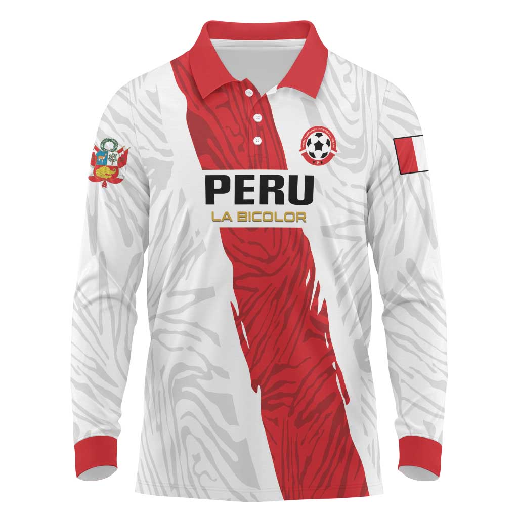 Custom Football Peru Long Sleeve Polo Shirt La Bicolor Go Champions