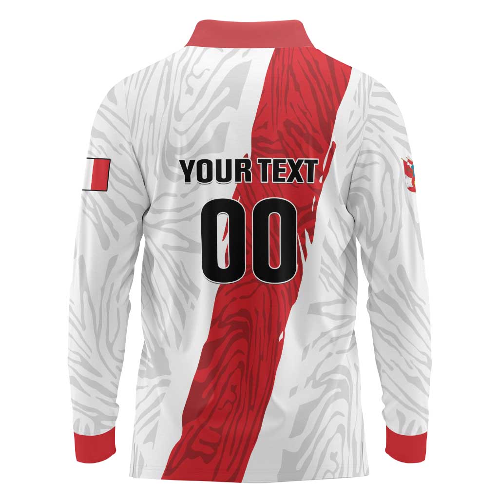 Custom Football Peru Long Sleeve Polo Shirt La Bicolor Go Champions