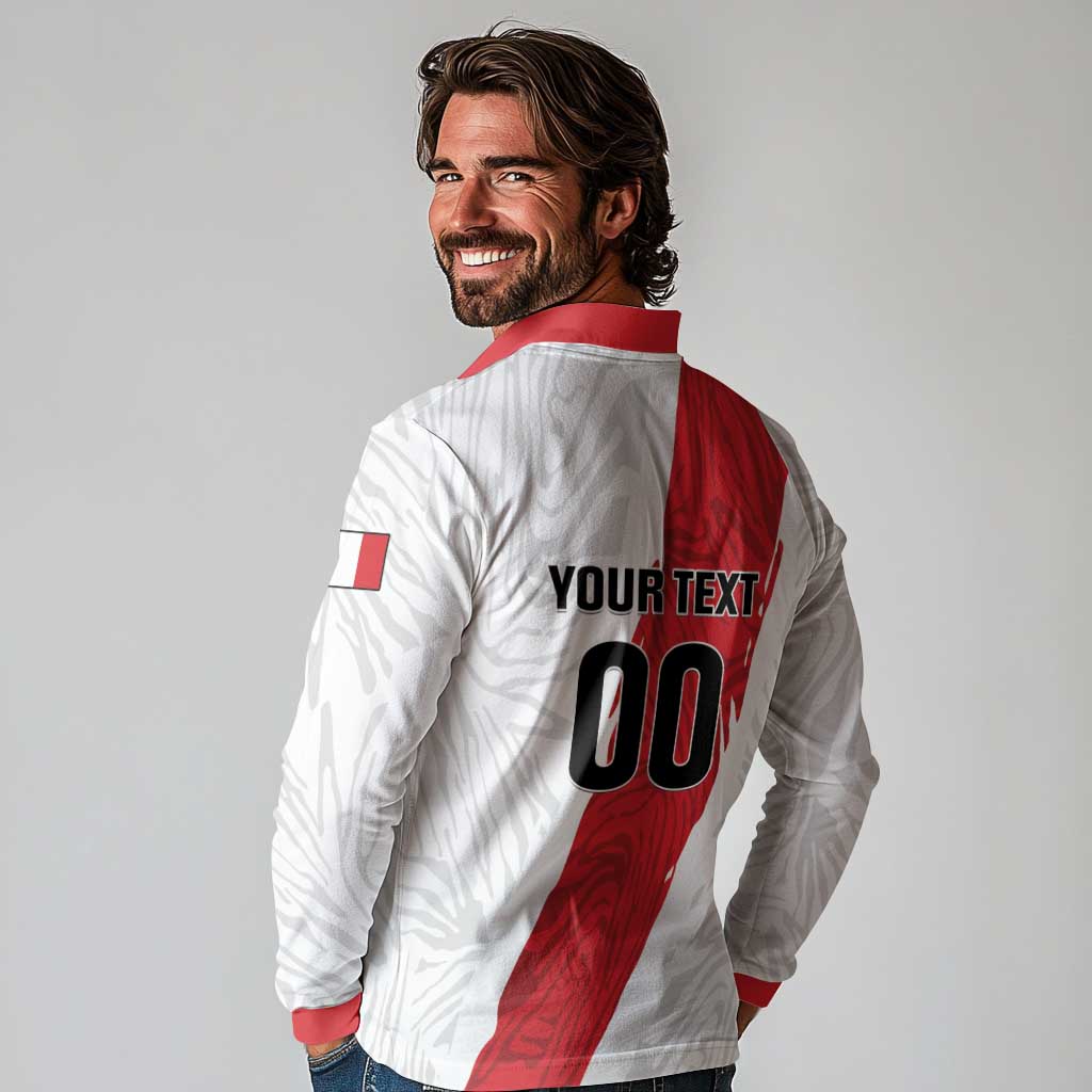 Custom Football Peru Long Sleeve Polo Shirt La Bicolor Go Champions