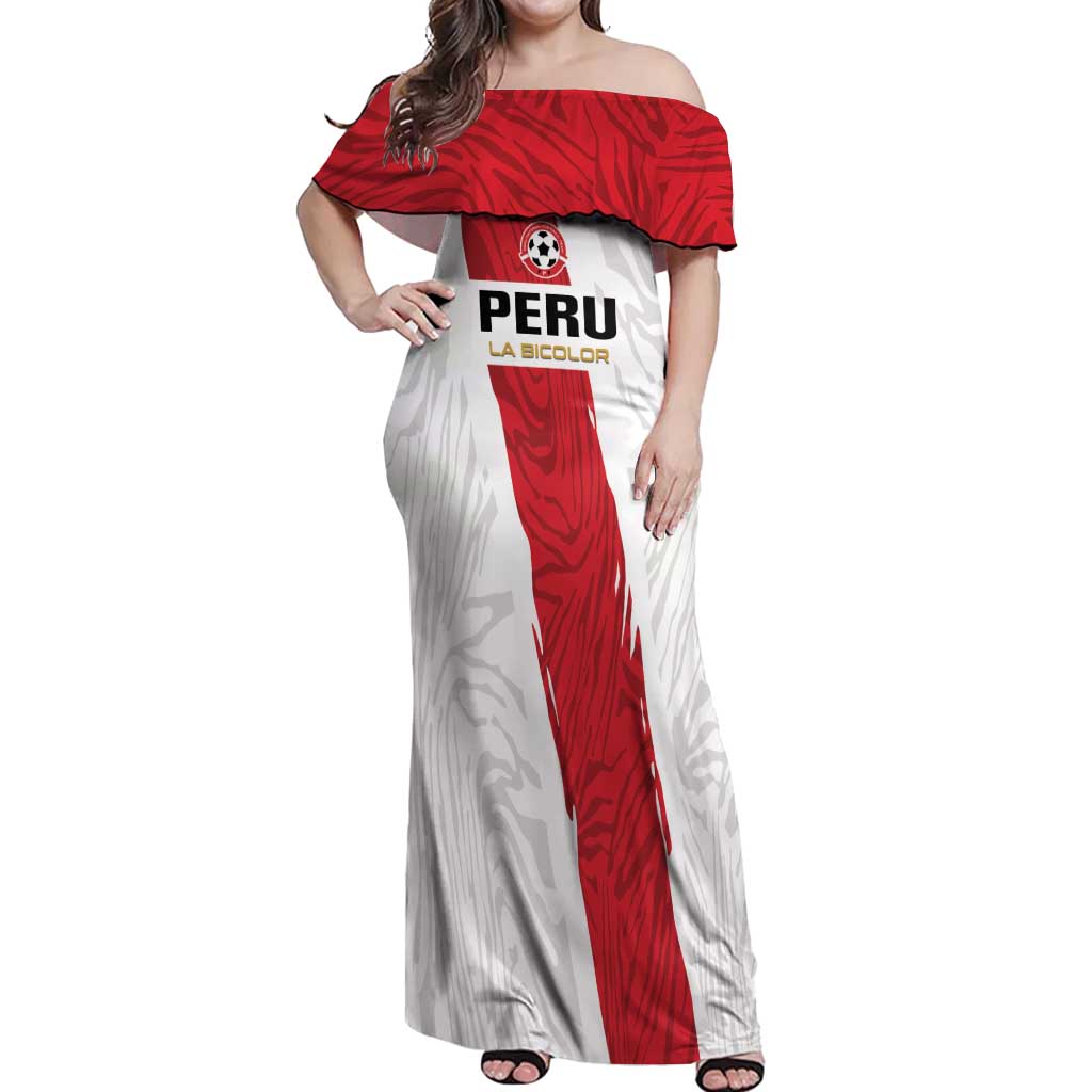 Custom Football Peru Off Shoulder Maxi Dress La Bicolor Go Champions