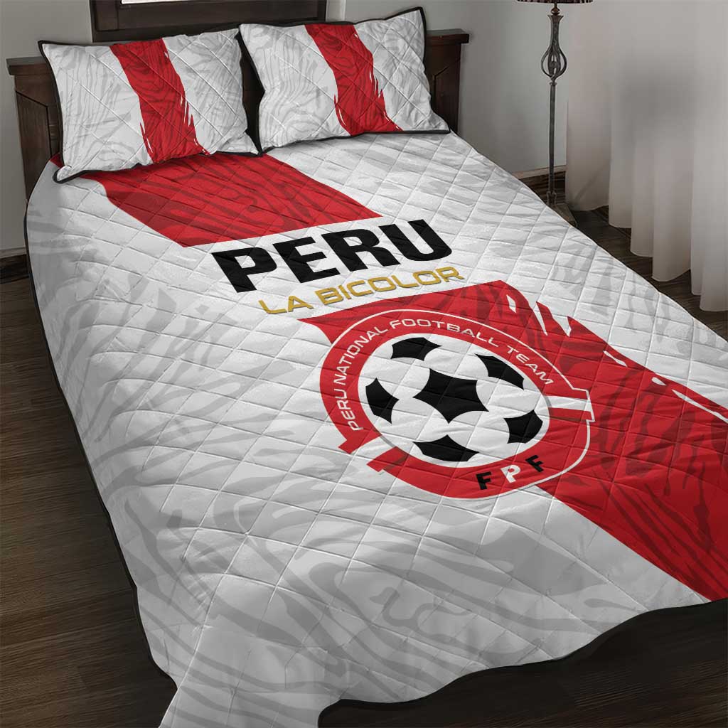 Football Peru Quilt Bed Set La Bicolor Go Champions