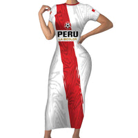 Custom Football Peru Short Sleeve Bodycon Dress La Bicolor Go Champions