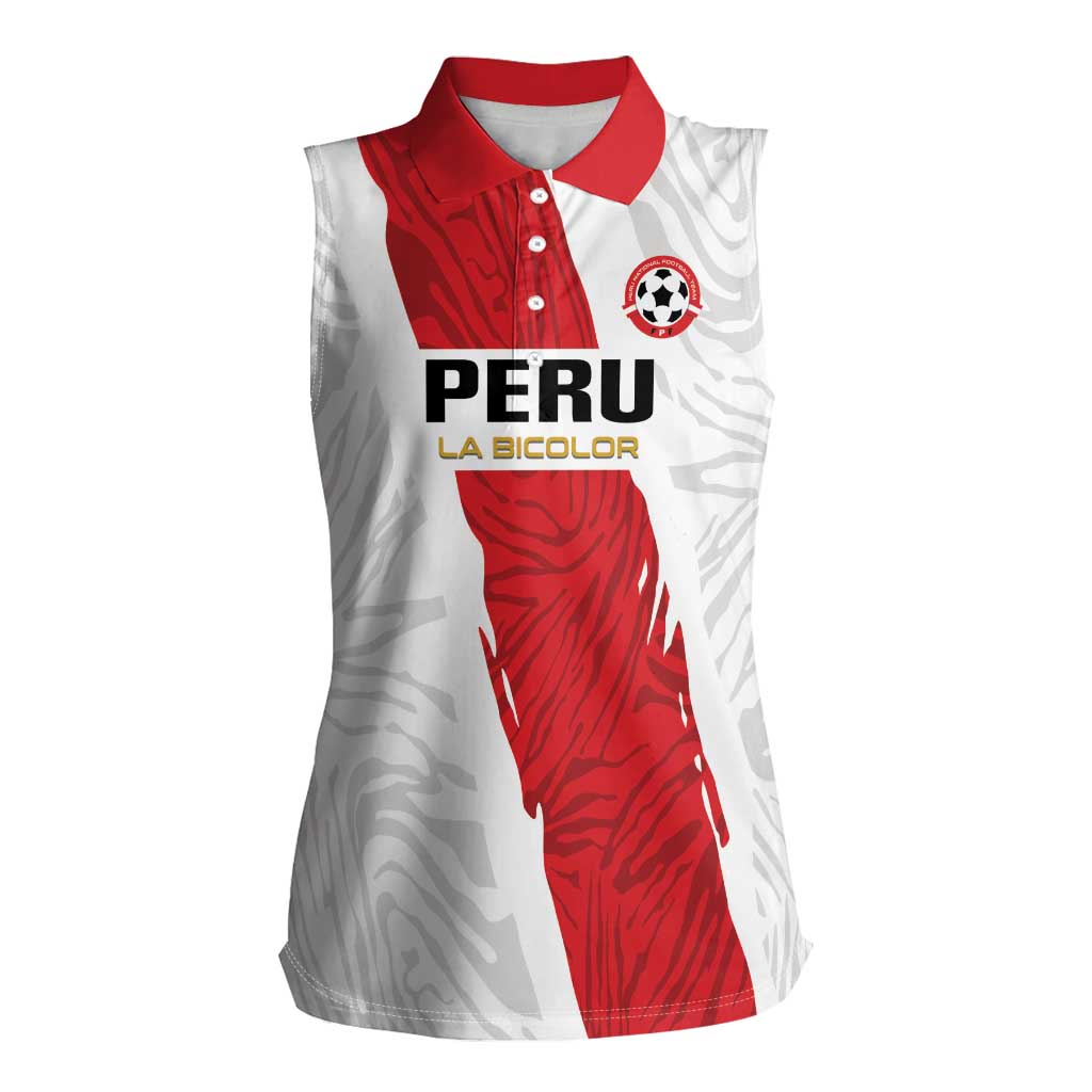 Custom Football Peru Women Sleeveless Polo Shirt La Bicolor Go Champions
