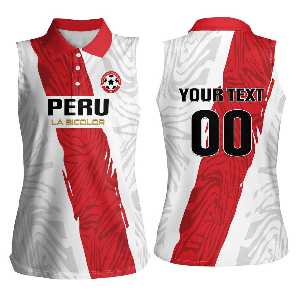 Custom Football Peru Women Sleeveless Polo Shirt La Bicolor Go Champions