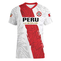 Custom Football Peru Women V-Neck T-Shirt La Bicolor Go Champions