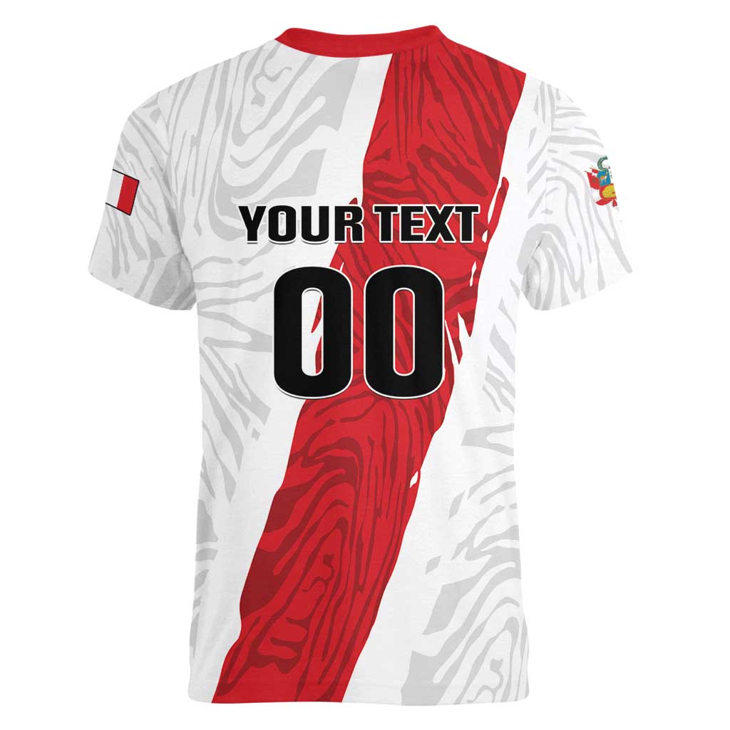 Custom Football Peru Women V-Neck T-Shirt La Bicolor Go Champions