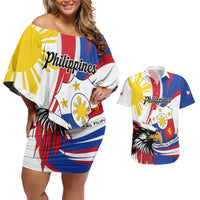 Personalized Philippines Eagle Couples Matching Off Shoulder Short Dress and Hawaiian Shirt Republika ng Pilipinas