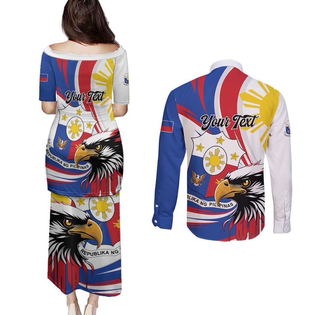 Personalized Philippines Eagle Couples Matching Puletasi and Long Sleeve Button Shirt Republika ng Pilipinas