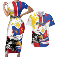 Personalized Philippines Eagle Couples Matching Short Sleeve Bodycon Dress and Hawaiian Shirt Republika ng Pilipinas