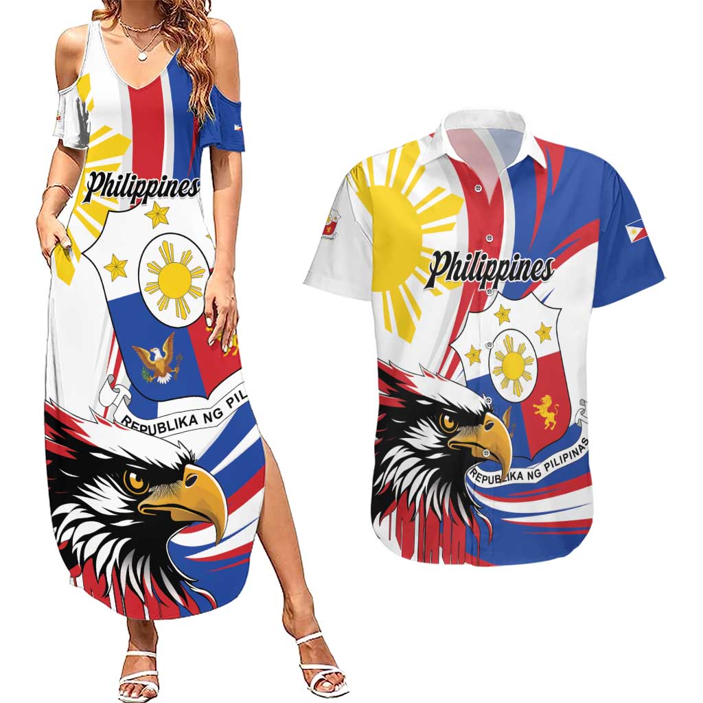Personalized Philippines Eagle Couples Matching Summer Maxi Dress and Hawaiian Shirt Republika ng Pilipinas