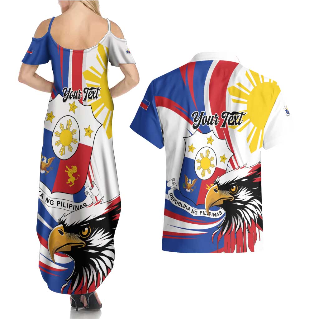 Personalized Philippines Eagle Couples Matching Summer Maxi Dress and Hawaiian Shirt Republika ng Pilipinas