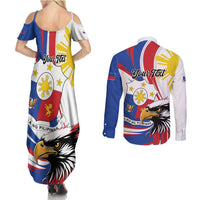 Personalized Philippines Eagle Couples Matching Summer Maxi Dress and Long Sleeve Button Shirt Republika ng Pilipinas
