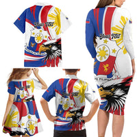 Personalized Philippines Eagle Family Matching Long Sleeve Bodycon Dress and Hawaiian Shirt Republika ng Pilipinas