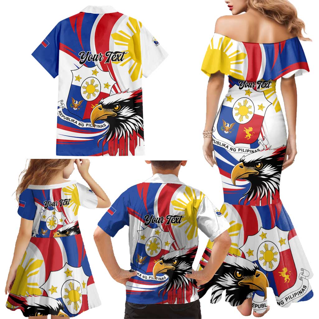 Personalized Philippines Eagle Family Matching Mermaid Dress and Hawaiian Shirt Republika ng Pilipinas