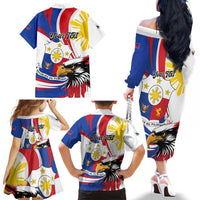 Personalized Philippines Eagle Family Matching Off The Shoulder Long Sleeve Dress and Hawaiian Shirt Republika ng Pilipinas