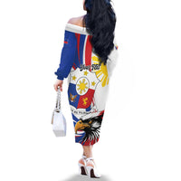 Personalized Philippines Eagle Family Matching Off The Shoulder Long Sleeve Dress and Hawaiian Shirt Republika ng Pilipinas