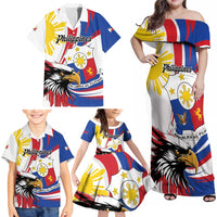 Personalized Philippines Eagle Family Matching Off Shoulder Maxi Dress and Hawaiian Shirt Republika ng Pilipinas