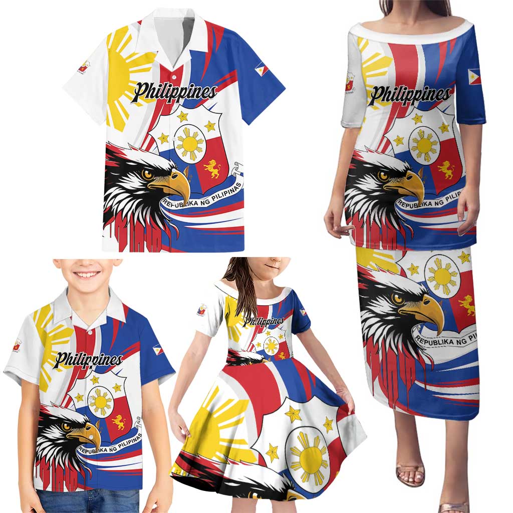 Personalized Philippines Eagle Family Matching Puletasi and Hawaiian Shirt Republika ng Pilipinas