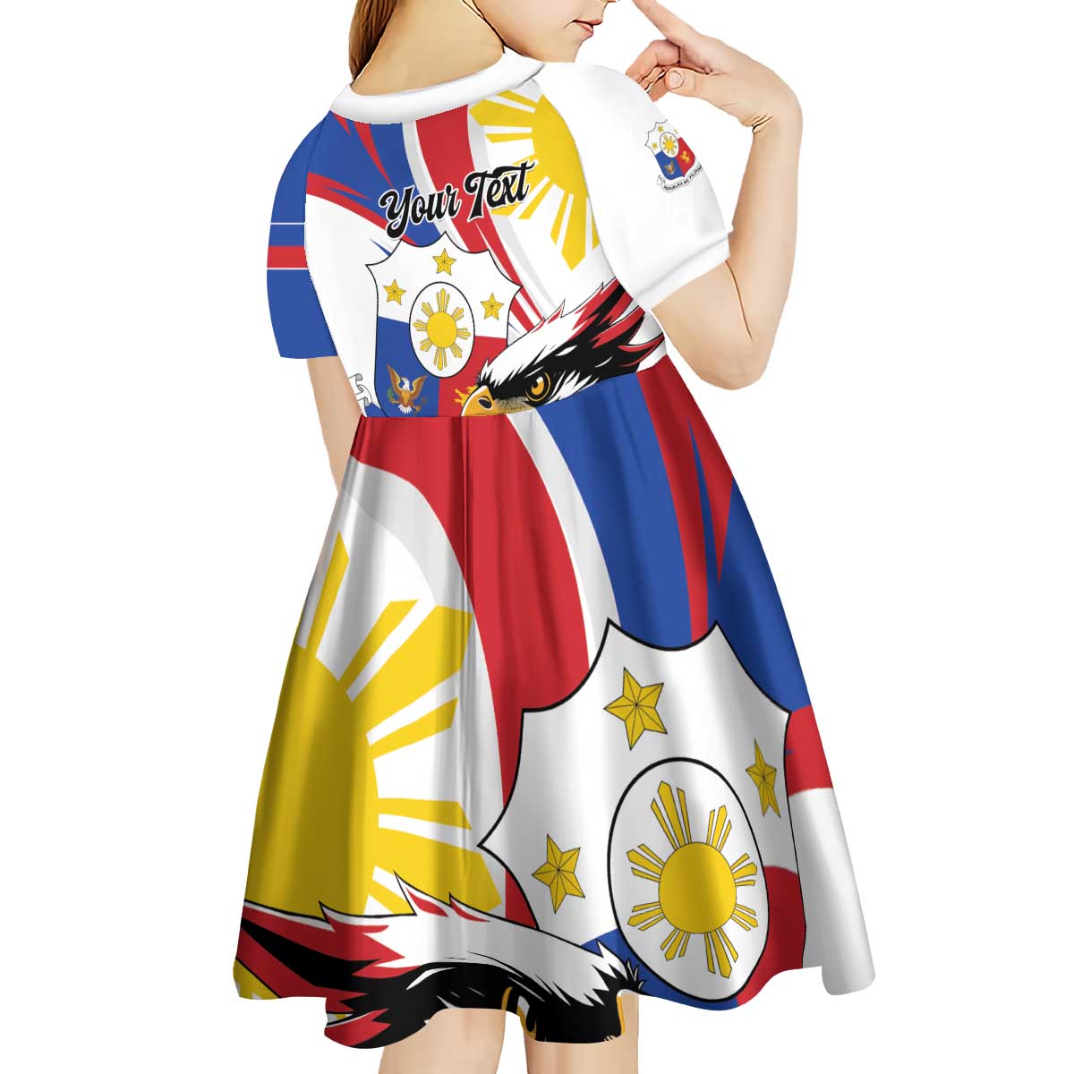 Personalized Philippines Eagle Kid Short Sleeve Dress Republika ng Pilipinas